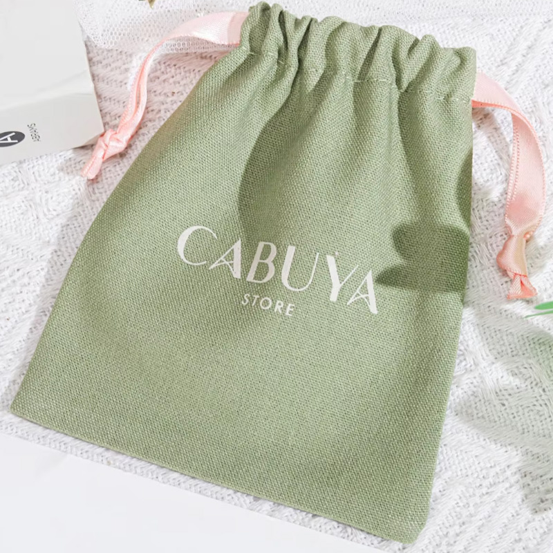 Linen Bag Bulk - Alta qualidade verde algodão linho cordão