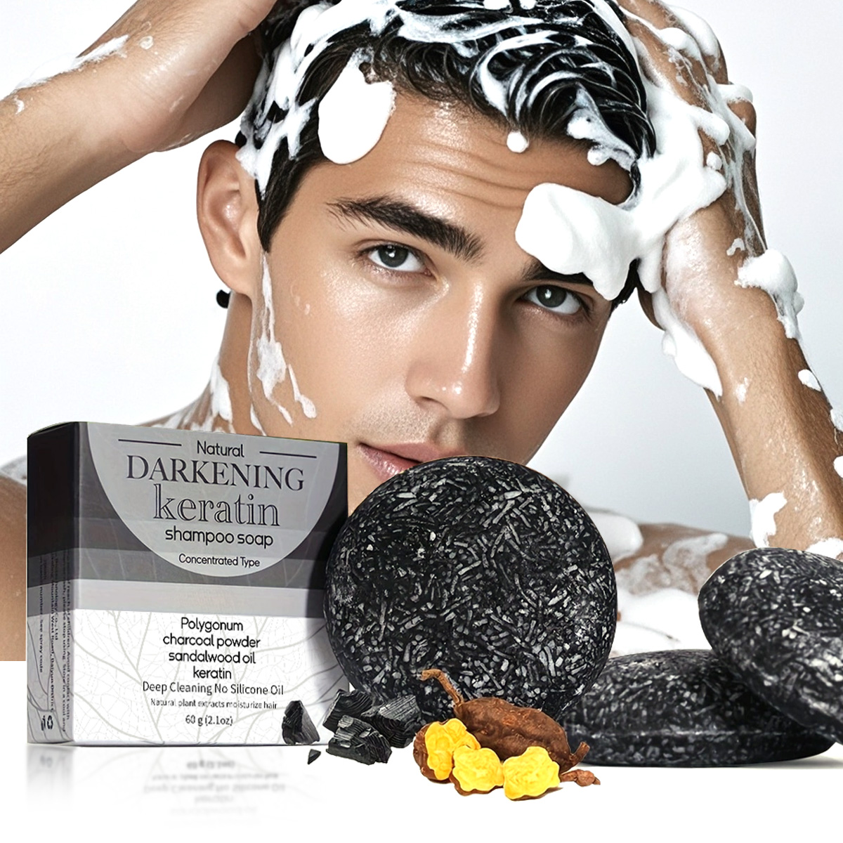 Bar Soap Shampoo Solid - XF 60g Sabonete Preto Shampoo Sólido