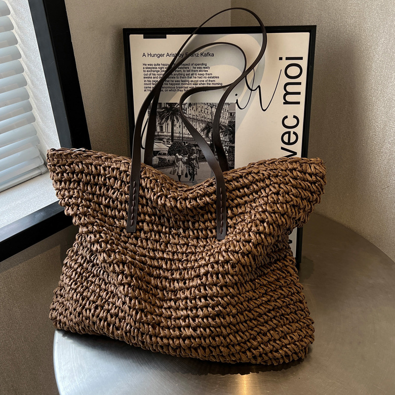 Palha tecido tote sacos casual - Linen Bag Bulk avaliação e preço
